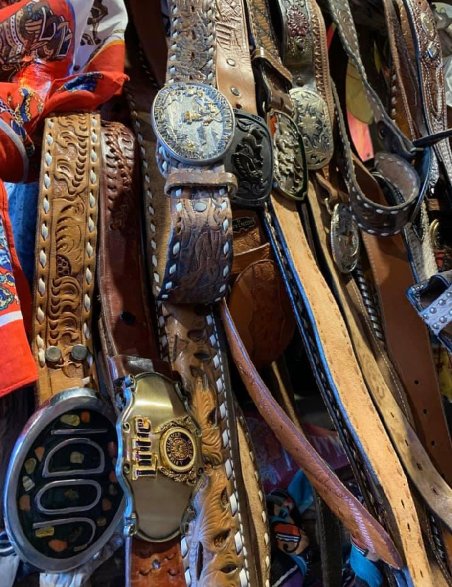 Vintage Harley Davidson Tooled Leather Belt with Horseshoe Buckle