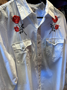 Vintage Western Frontier White Roses, XXL