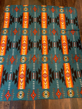 Load image into Gallery viewer, Navajo Style Polar Fleece Blanket - Turquoise Green