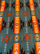 Load image into Gallery viewer, Navajo Style Polar Fleece Blanket - Turquoise Green
