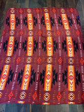 Load image into Gallery viewer, Navajo style lighweight polar fleece lap blanket - Burgundy