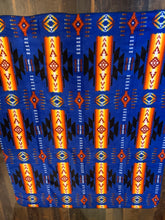 Load image into Gallery viewer, Navajo Style Polar Fleece Blanket - Royal Blue