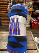 Load image into Gallery viewer, Navajo Style Polar Fleece Blanket - Royal Blue