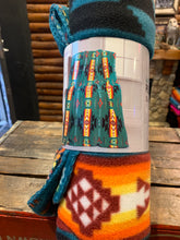 Load image into Gallery viewer, Navajo Style Polar Fleece Blanket - Turquoise Green
