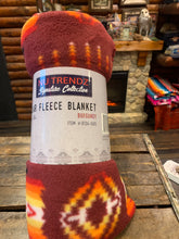 Load image into Gallery viewer, Navajo style lighweight polar fleece lap blanket - Burgundy