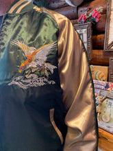 Load image into Gallery viewer, Japanese Sujakan Souvenir Jacket - Embroidered Eagle, Green Bomber Jacket.