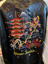 Load image into Gallery viewer, Japanese Sukajan Souvenir Jacket - Embroidered Five Tower, Black Bomber Jacket