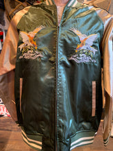 Load image into Gallery viewer, Japanese Sujakan Souvenir Jacket - Embroidered Eagle, Green Bomber Jacket.