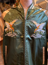 Load image into Gallery viewer, Japanese Sujakan Souvenir Jacket - Embroidered Eagle, Green Bomber Jacket.