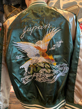Load image into Gallery viewer, Japanese Sujakan Souvenir Jacket - Embroidered Eagle, Green Bomber Jacket.