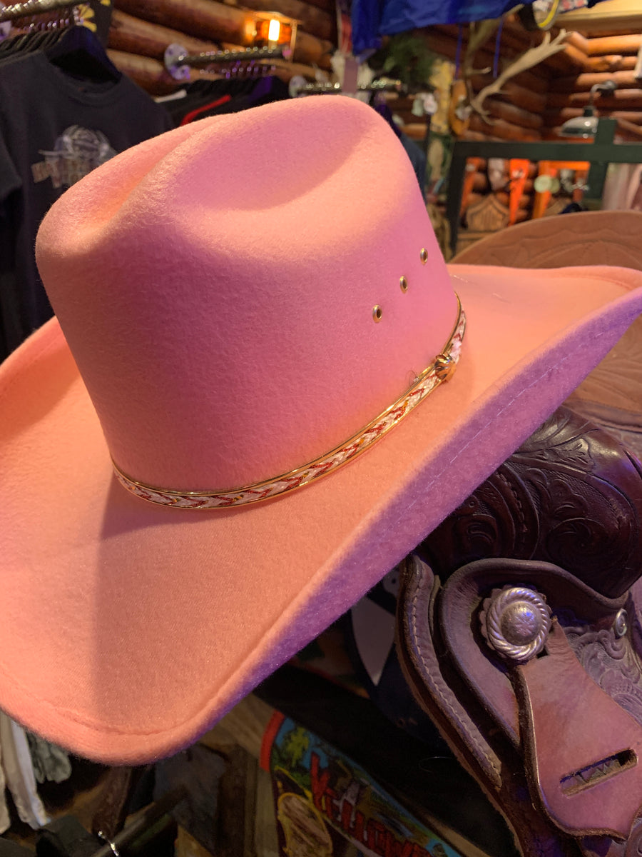Pink Felt Cowboy Hat. Elastic Fit Band. L/XL. USA Import  display picture 2