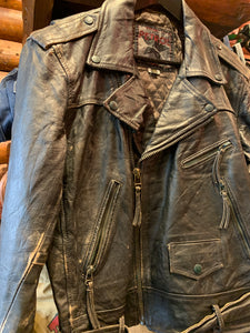 Vintage Distressed Petrol Biker Jacket, Small