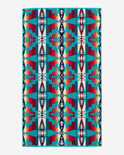 Load image into Gallery viewer, PENDLETON TUSCON TURQUOISE XL JACQUARD BEACH TOWEL.