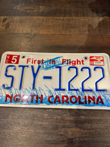 Vintage North Carolina Flight Number Plate