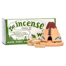 Load image into Gallery viewer, Incense of the West. Original teepee comes in gift box with 20 cones of piñon. Handcrafted in Albuquerque, New Mexico