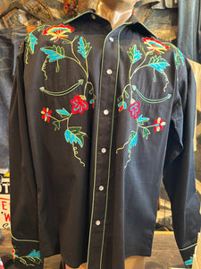 New Rare Rockmount Ranchwear Embroidered Western Shirt, Medium