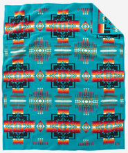 Load image into Gallery viewer, Pendleton Chief Joseph Crib / Baby / Kid's Blanket, Turquoise. FREE POSTAGE