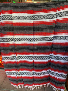 Extra Large. Authentic Mexican Falza Blanket. Made in Mexico. Red