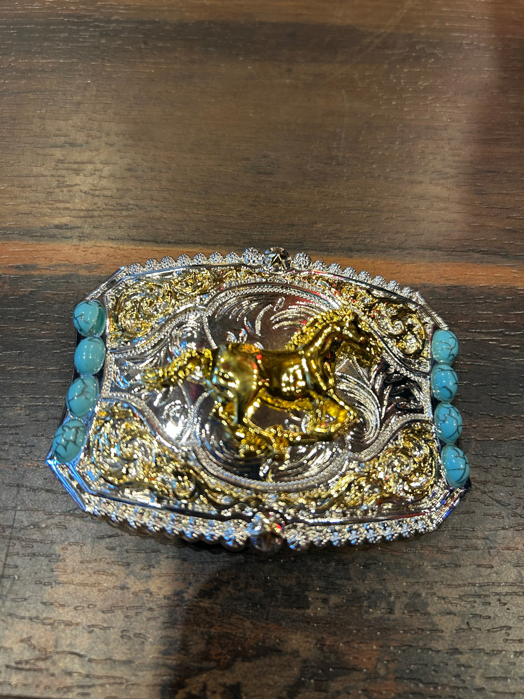Horse Silver / Turq Buckle