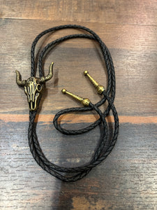 Brass Cow Skull Bolo