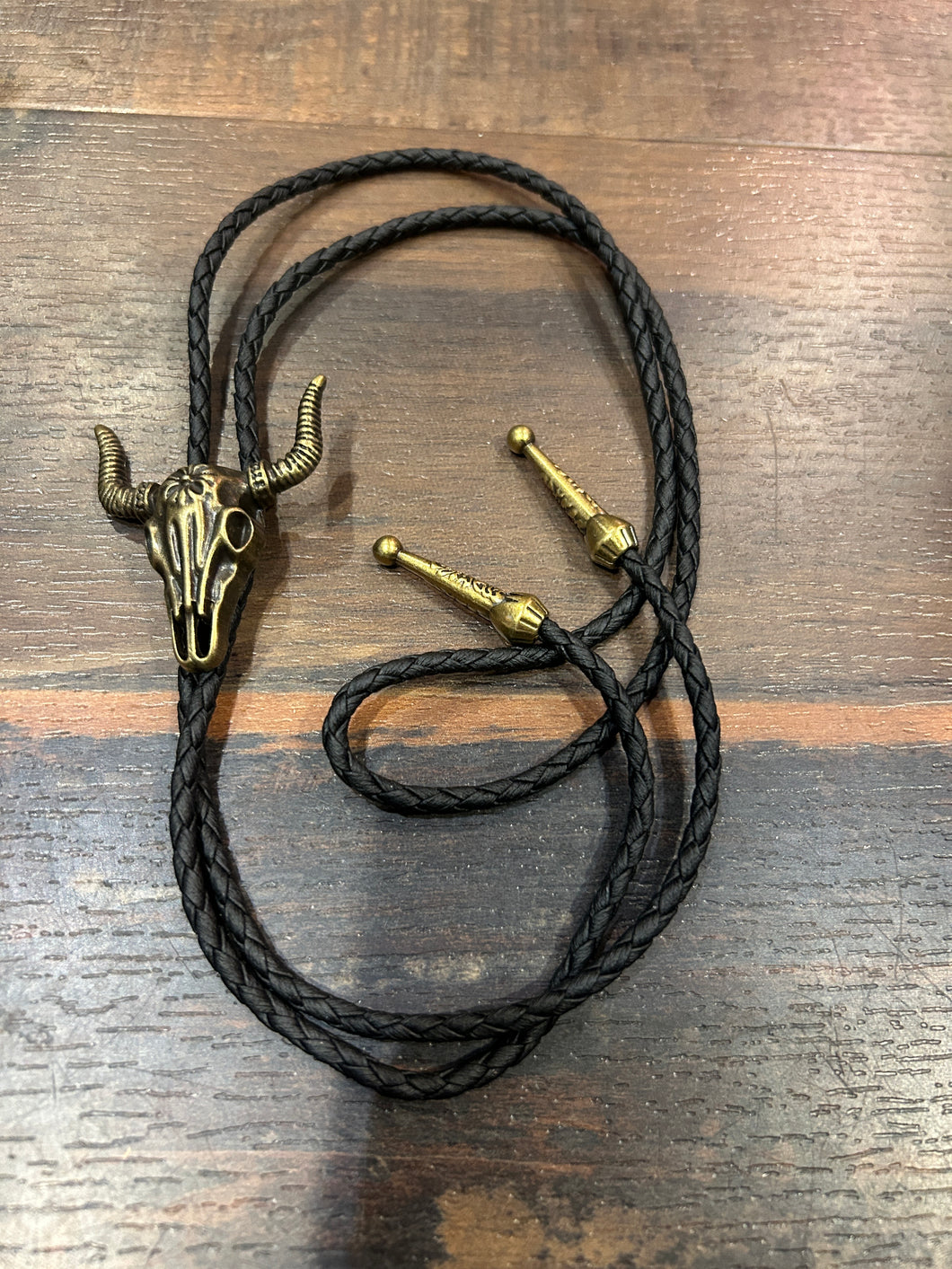 Brass Cow Skull Bolo