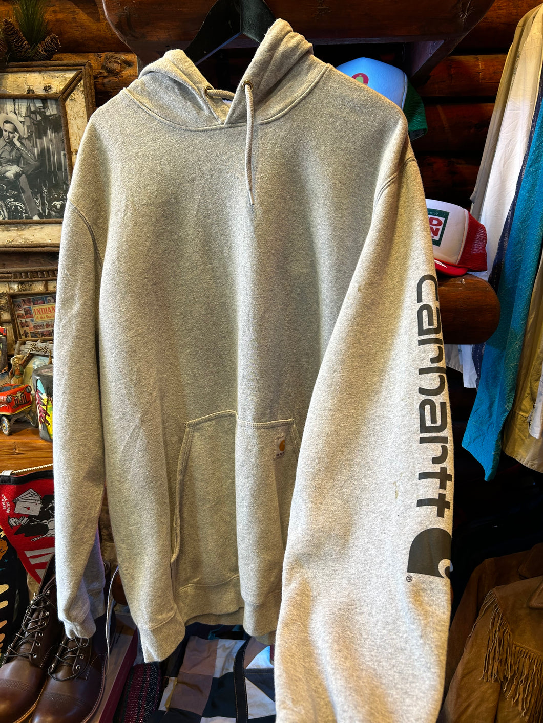 Vintage Grey Carhartt Hoodie, XXL