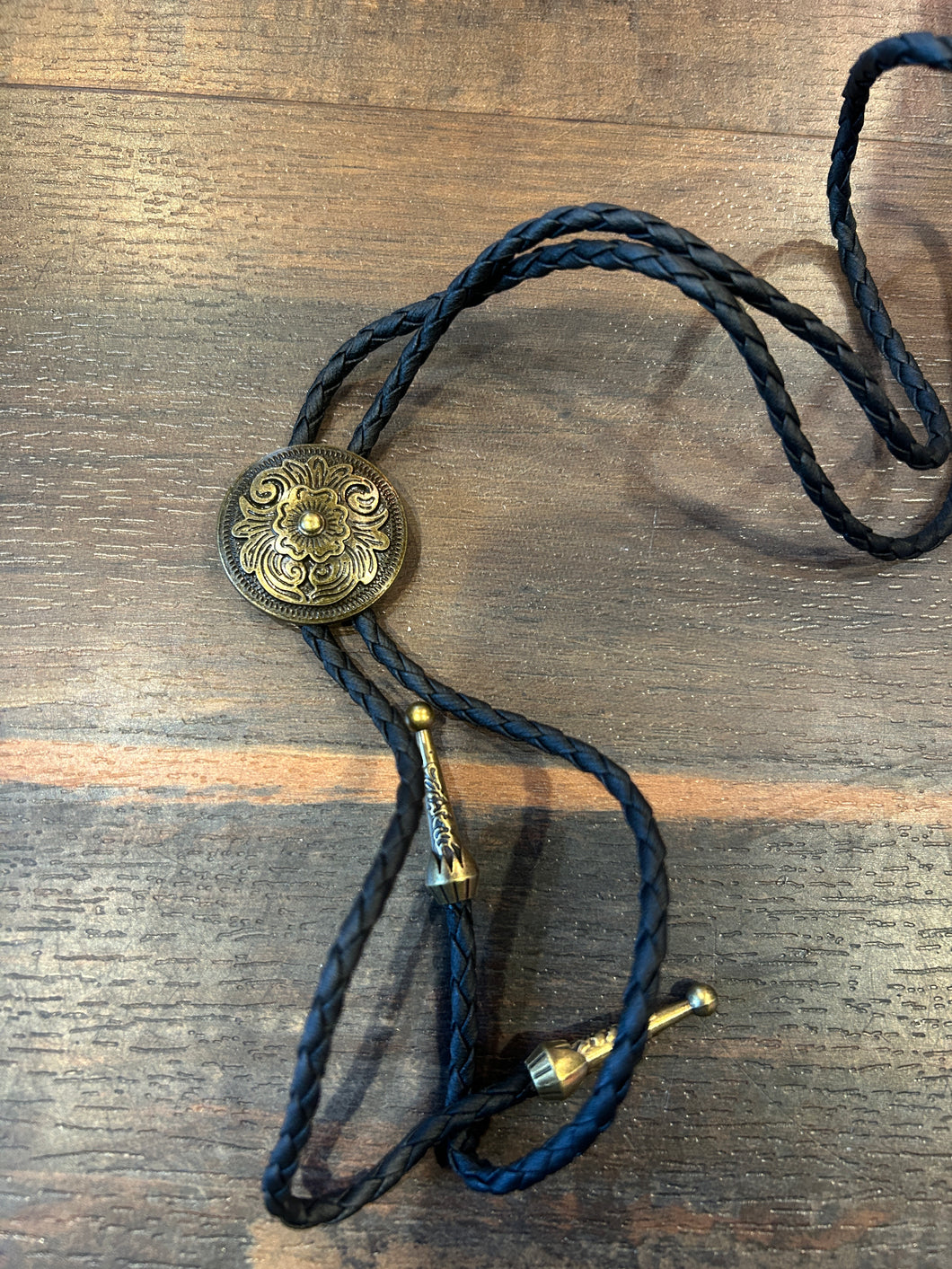 Brass West Flower Bolo