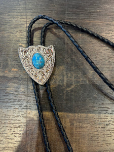 Turquoise Look Stone Shield Bolo Tie