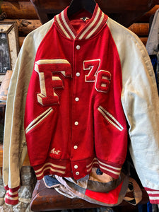 Vintage 70s Letterman Jacket Falcons, Large