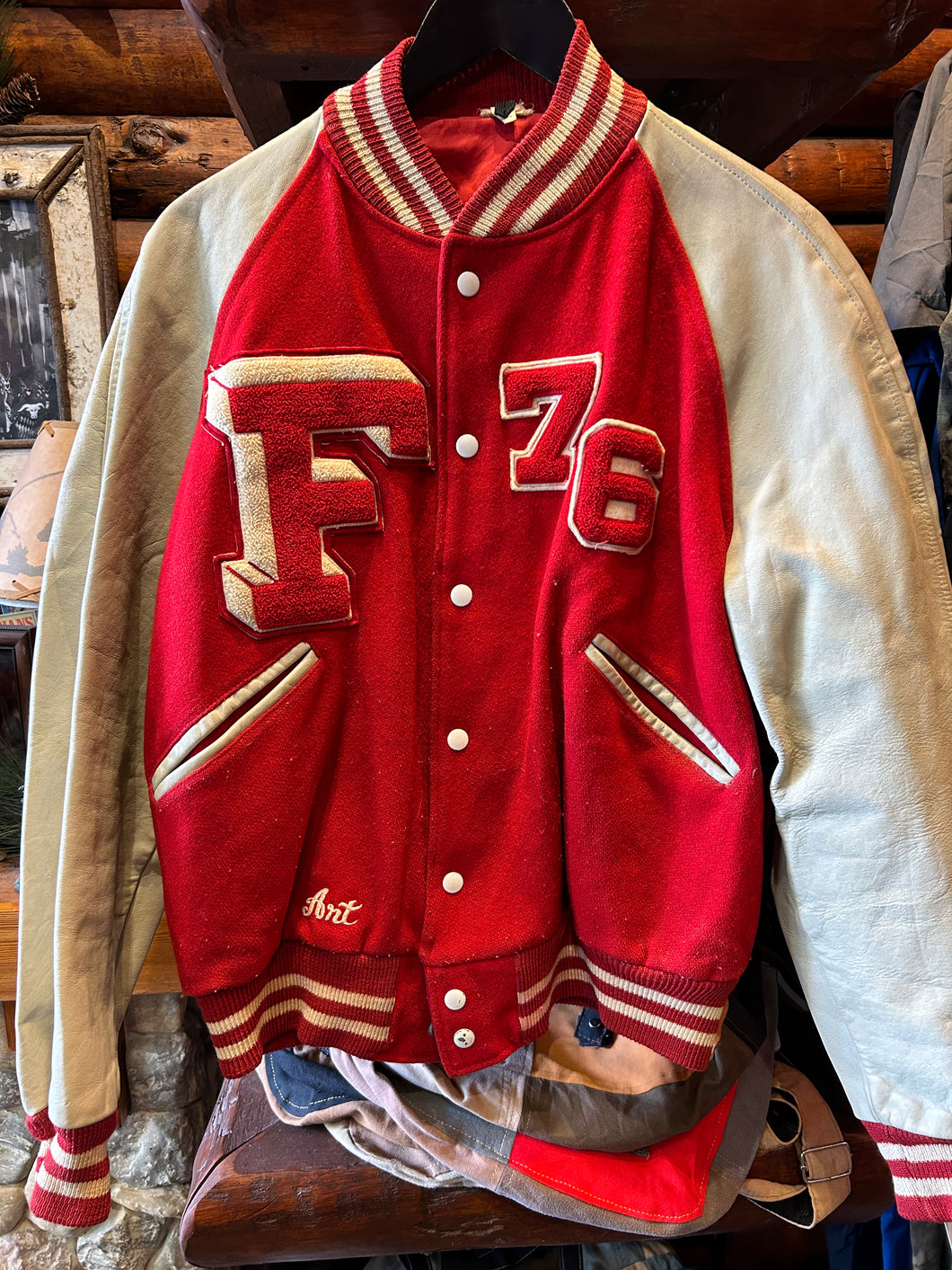 Vintage 70s Letterman Jacket Falcons, Large