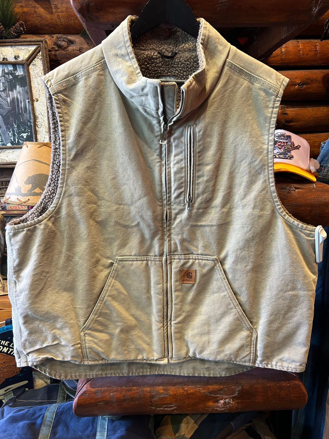 Vintage Carhartt Light Tan Sherpa Vest, XXL