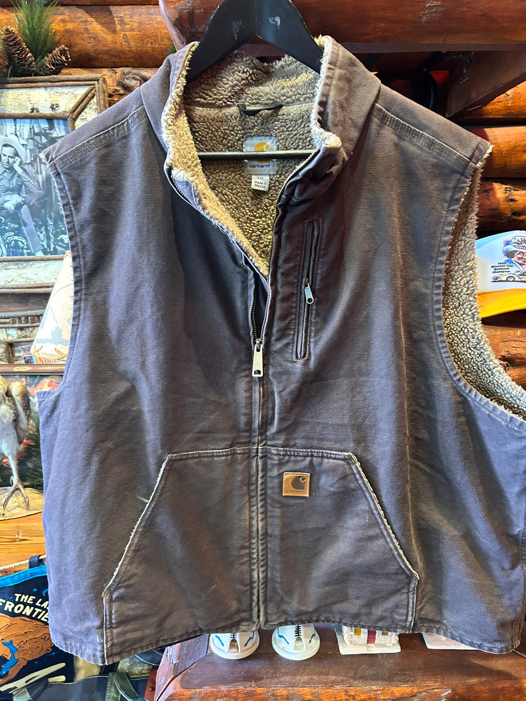 Vintage Choc Carhartt Sherpa Vest, XXL