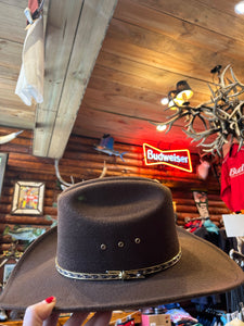 Brown Felt Cowboy Hat. Elastic Fit. Small/Medium or L/XL. USA IMPORT