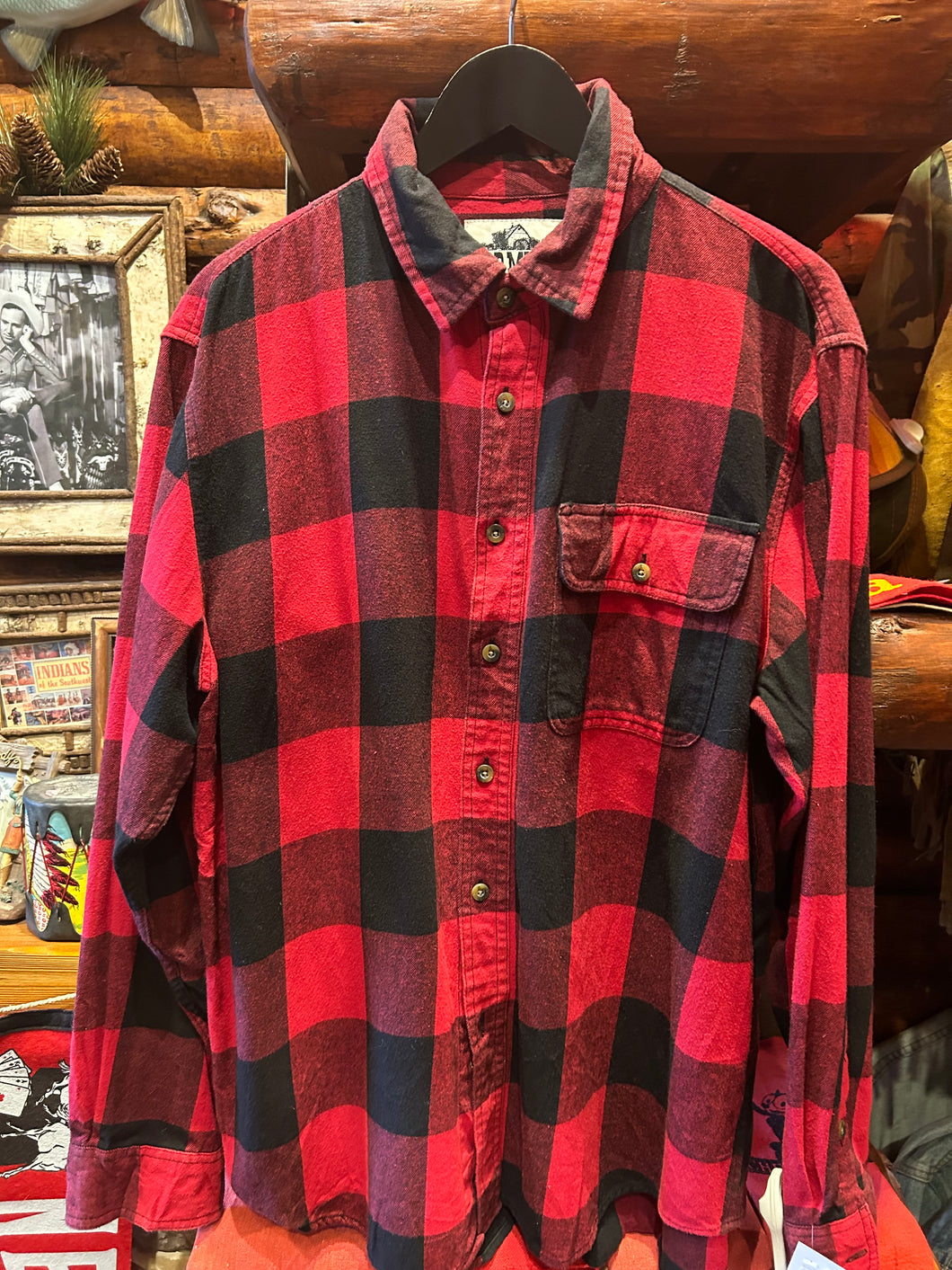 Vintage Old Mill Buffalo Plaid Heavy Flannel, XL