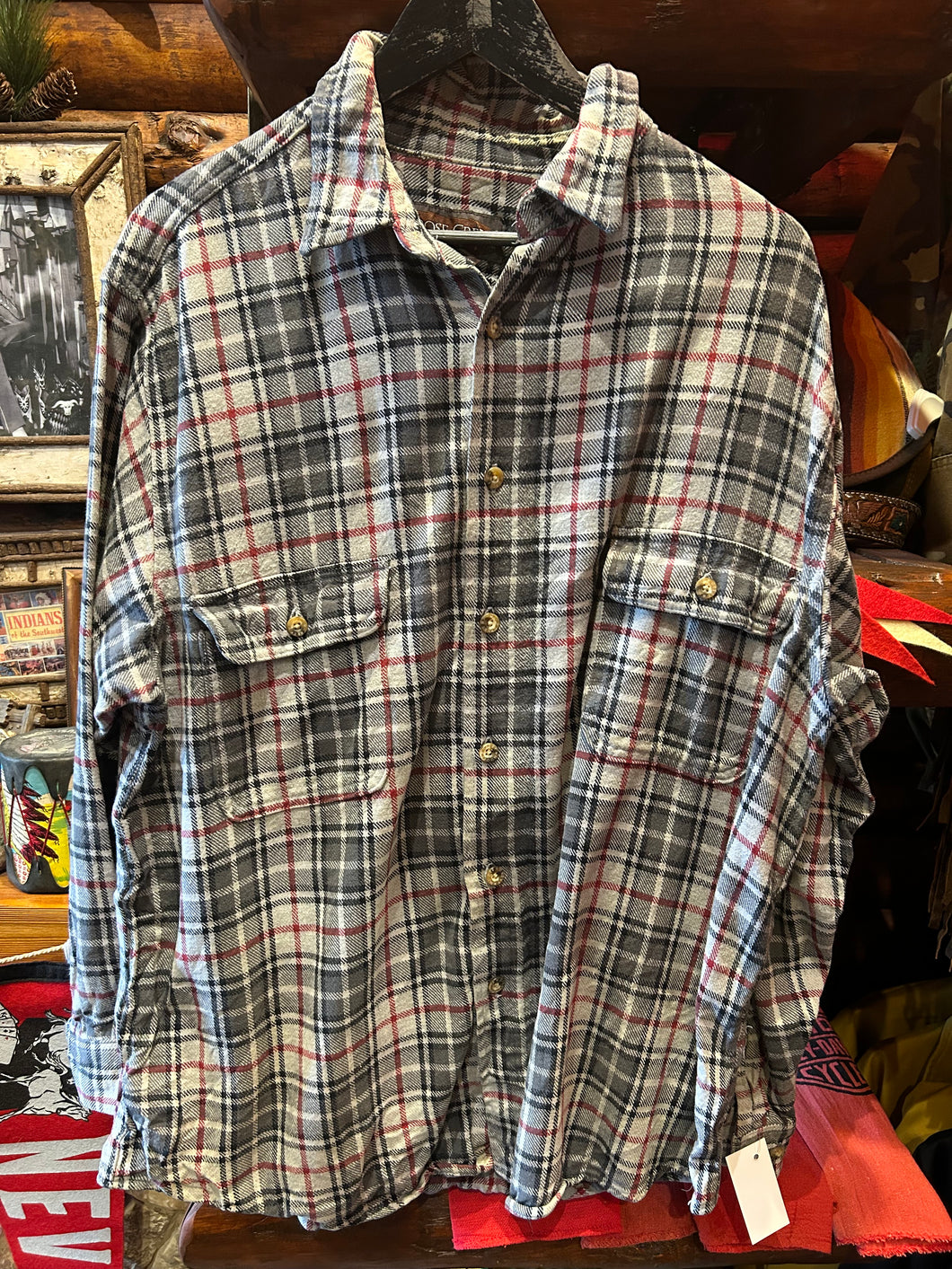 Vintage Moose Creek Heavy Flannel Grey/Red, XL