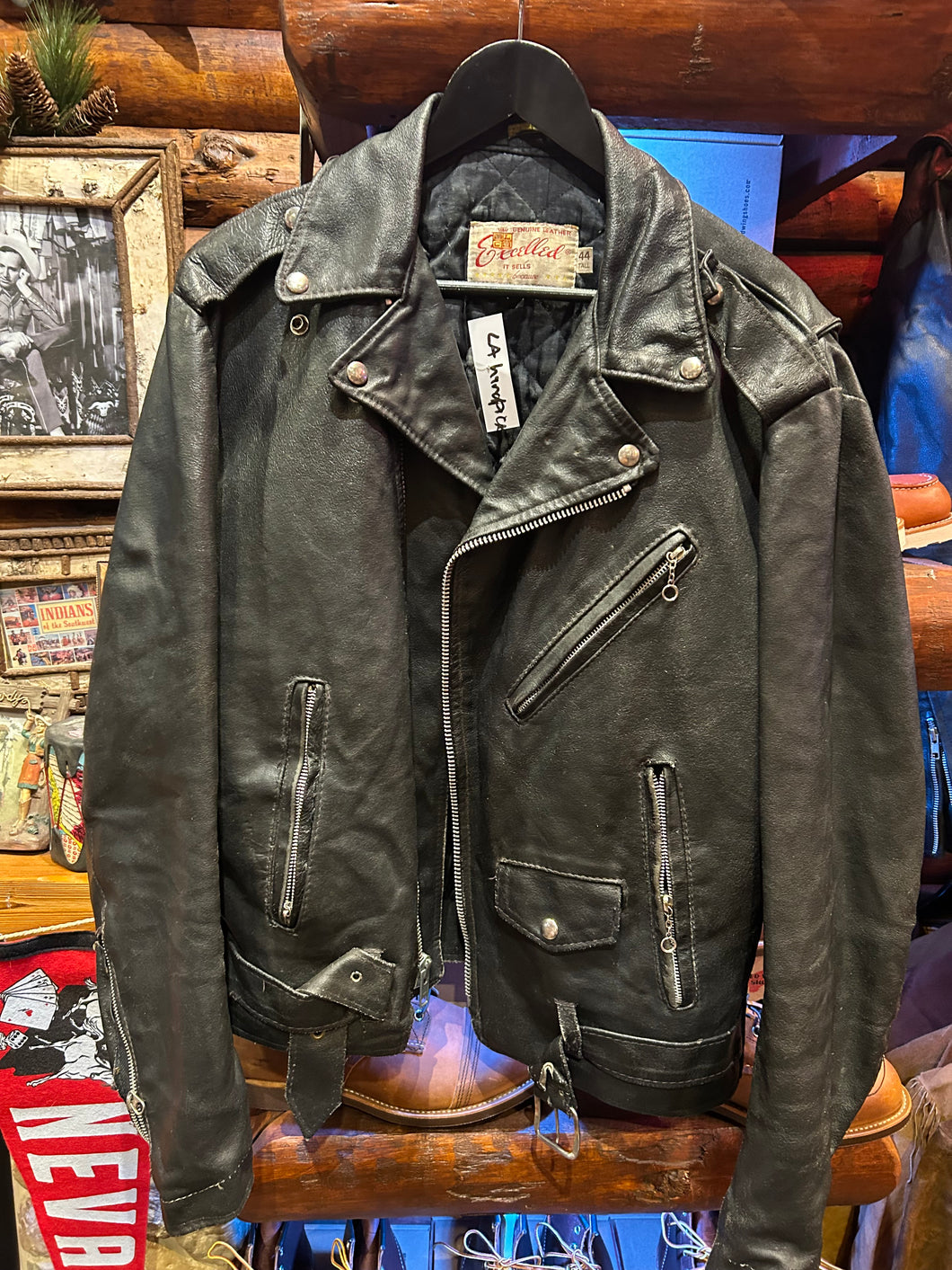 Vintage Excelled 60s-70s Leather Brando Biker, 44 Large