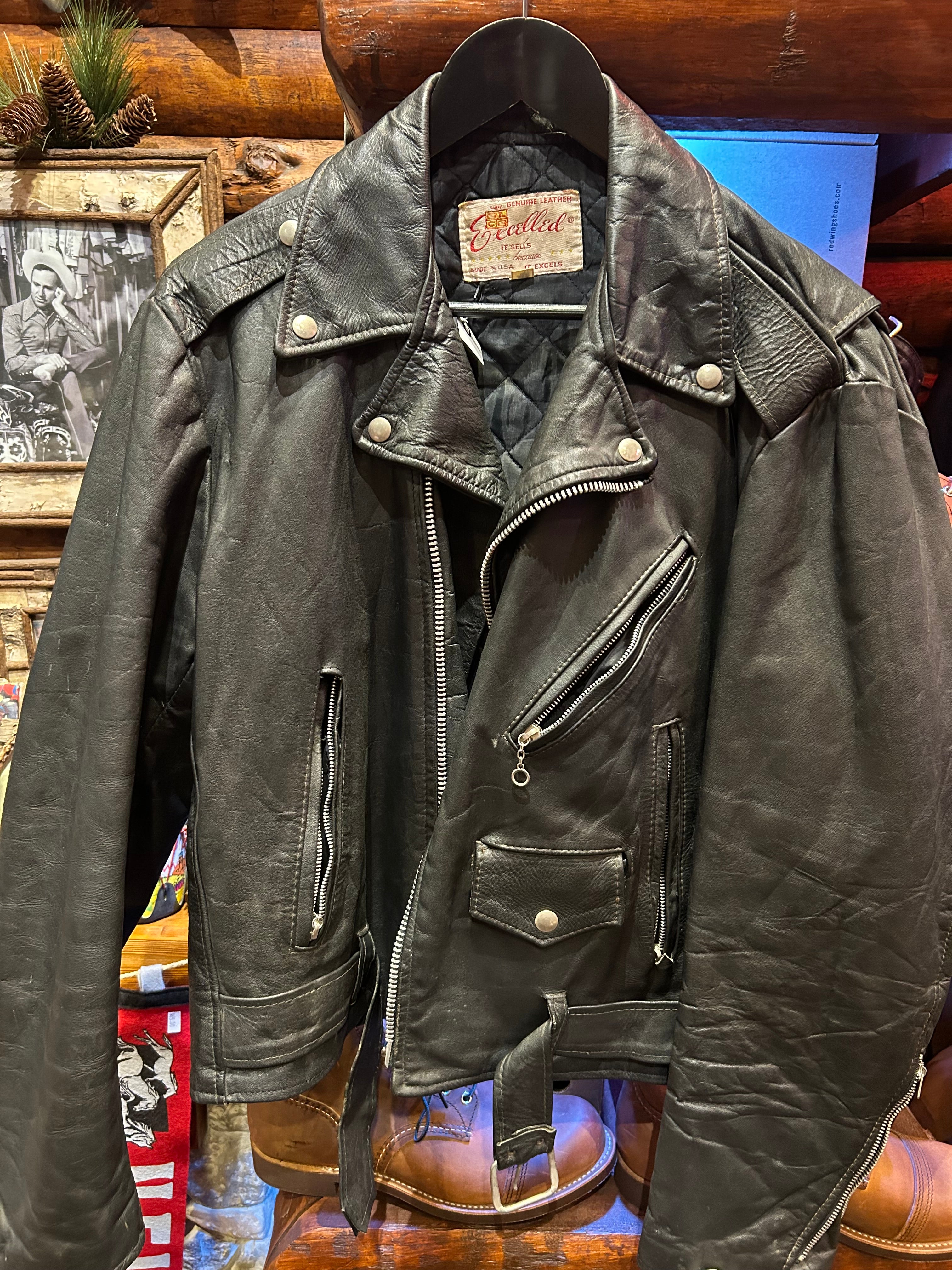 ジャケット・アウター 70s 80s Vintage Leather Riders Jacket VTG Leather Biker Jacket Sears The Leather Shop Mens 44 X