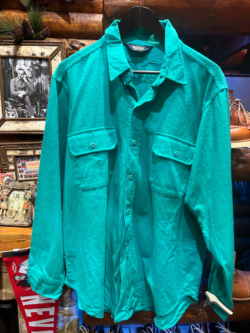 Vintage  Woolrich Mint Green Heavy Flannel, XL