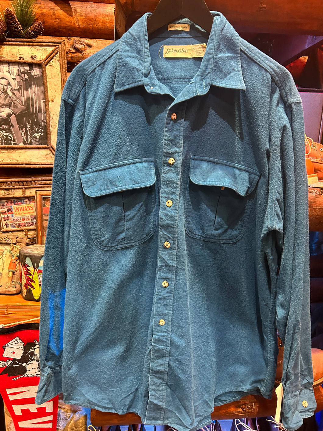 Vintage St Johns Blue Heavy Flannel, XL