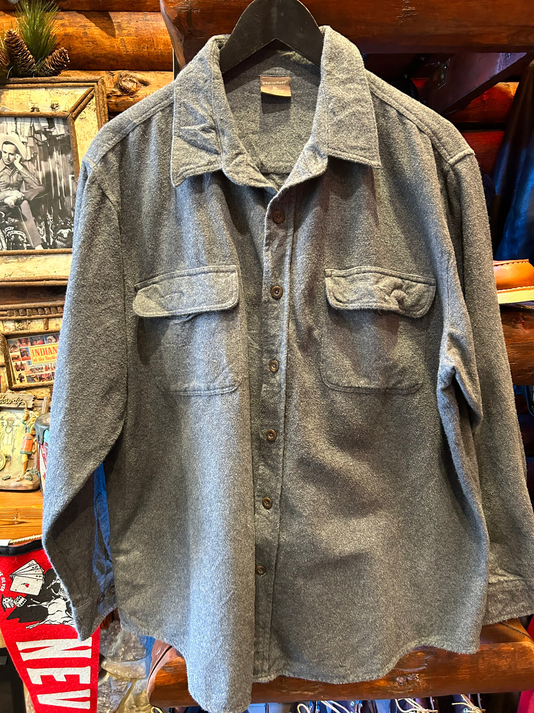 Vintage Northwoods Grey Heavy Flannel, XL