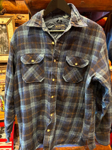 Vintage Woodland Wool Quilt Lined Jacket Shirt, Large