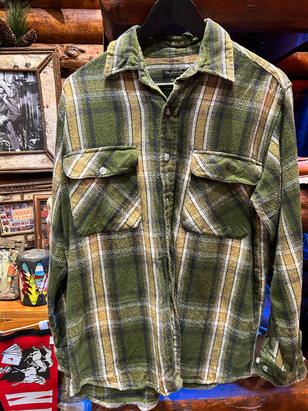 Vintage Great Northwest Heavy Flannel Green, Medium