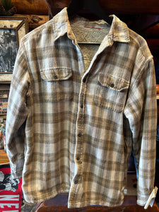 Vintage Sherpa Lined Tan Flannel Light Jacket, Medium
