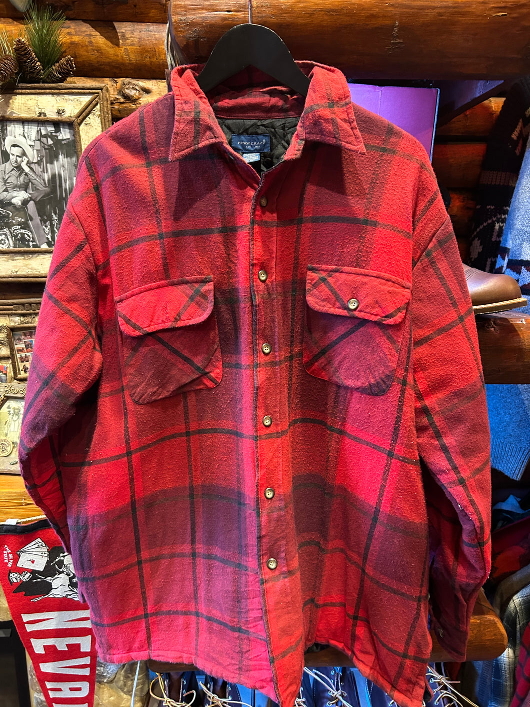 Vintage Quilt Lined Lightweight Flannel Jacket, XL