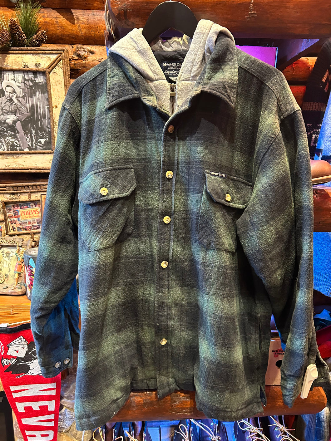 Vintage Moose Creek Flannel Hooded Jacket, Medium