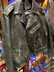 Vintage 70s Biker Leather Jacket, 44 Small - Medium