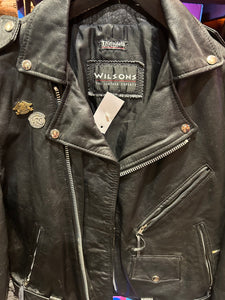 Vintage 80s Wilson's Biker Jacket Harley Pins, Medium
