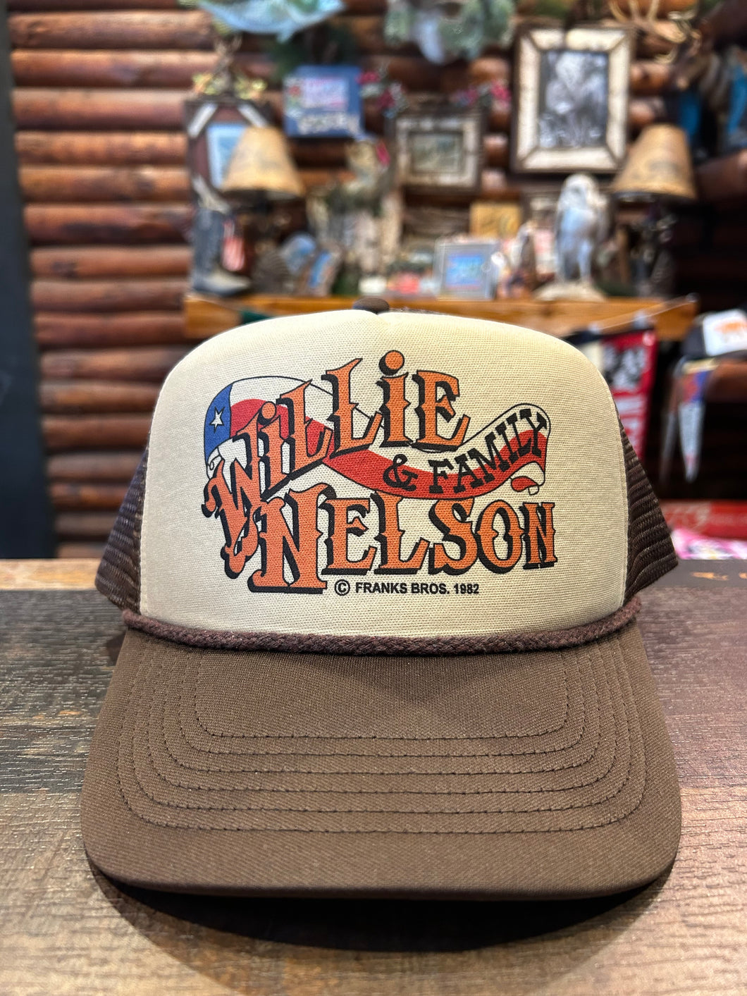 New Willie Nelson Brown Tan Trucker Cap