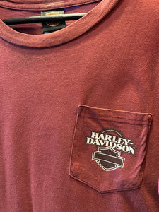 Vintage Harley Maroon Chicago Pocket Tee, Large