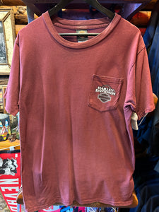 Vintage Harley Maroon Chicago Pocket Tee, Large
